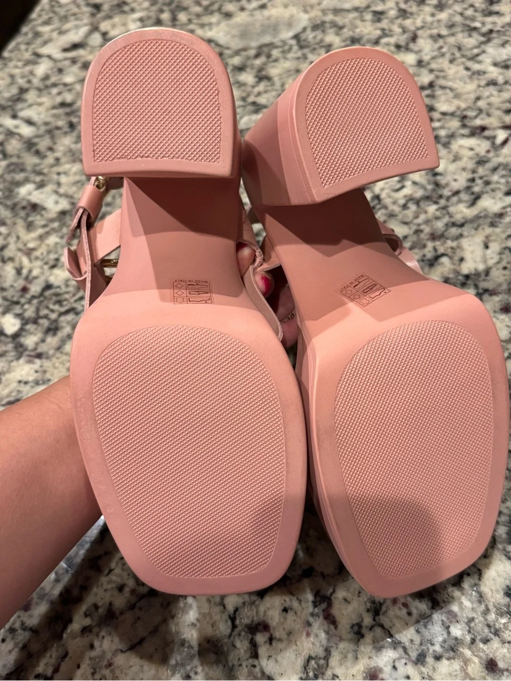 NWOT Free People Blush Pink Buckle Platform Sandals -38.5